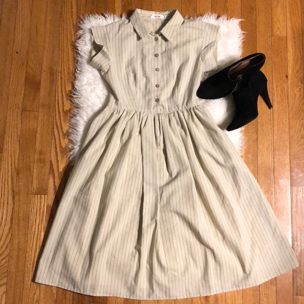 MOD REF Pinstripe Buttoned Dress